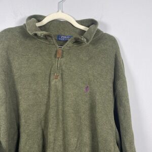 Polo Ralph Lauren 1/4 Zip Pullover‎ Olive Green Sweater Men's Sz XXL 2XL Casual